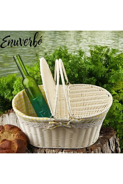 Enuverbi Kosova Rattan Oval Picnic Basket - 39cm