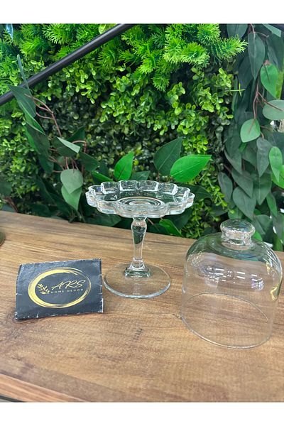 Paşabahçe Ars Pasabahce Footed, Covered Patisserie Presentation Bowl, Turkish Delight Bowl, Glass Macaron Bowl