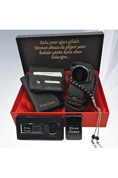 HediyesiBizden Kişiye Özel Isim Baskılı Erkek Hediye Seti (kemer-saat-cüzdan-...