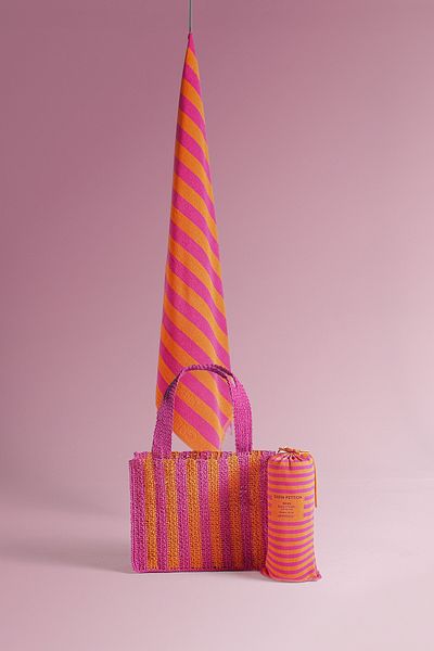 Green Petition Maris Tides Ruby Set: Recycled Beach Towel and Handmade Paper Tote Bag