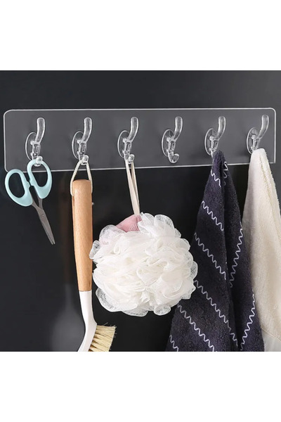 EVİMA 5 li Kendinden Yapışkanlı Mutfak Banyo için Şeffaf Askılık