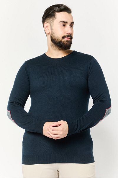 Harmont & Blaine Jeans Men Crew Neck Textured Sweater, Navy