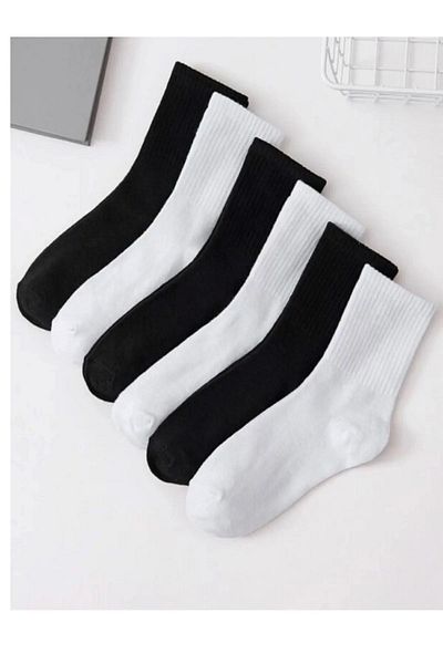 TTWAY 6 Pairs Tennis Socks Socket Boy Ribbed Sports Socks Cotton Unisex