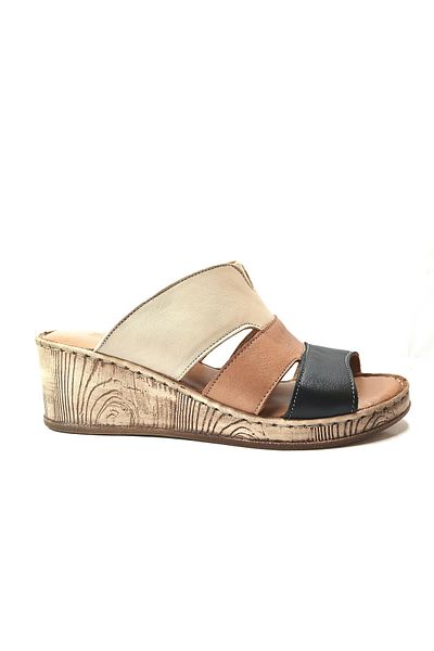 Onlo Ayakkabı Onlo Shoes K-2 Γυναικείες παντόφλες με ανατομικό τακούνι από γνήσιο δέρμα