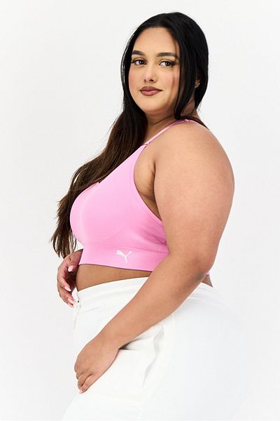 Puma Women Plus Size Solid Padded Training Bra, Pink