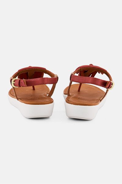 Fitflop صندل تيا نسائي ذو مقدمة مدببة وإبزيم قابل للتعديل، أحمر وردي