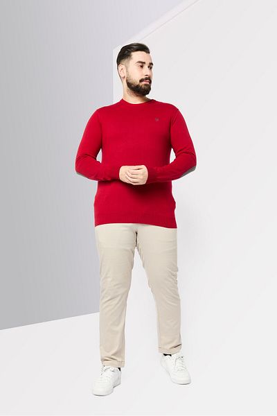 Harmont & Blaine Jeans Men Crew Neck Embroidered Logo Sweater, Red