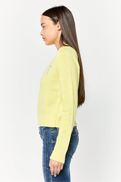 Esprit Women Crew Neck Brand Logo Sweater, Lime Green