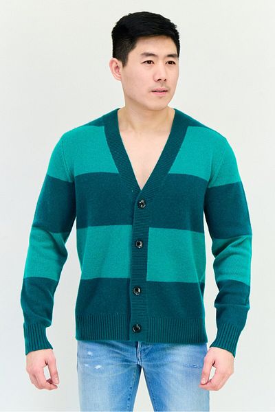 Esprit Men V-neck Stripe Cardigan, Multicolor