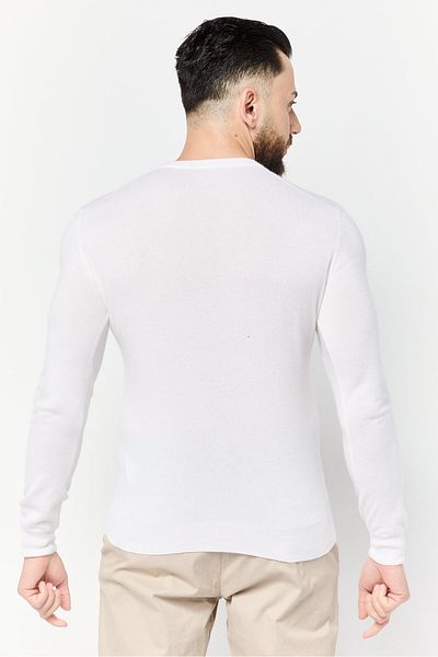 Harmont & Blaine Men Crew Neck Embroidered Logo Sweater, Off White