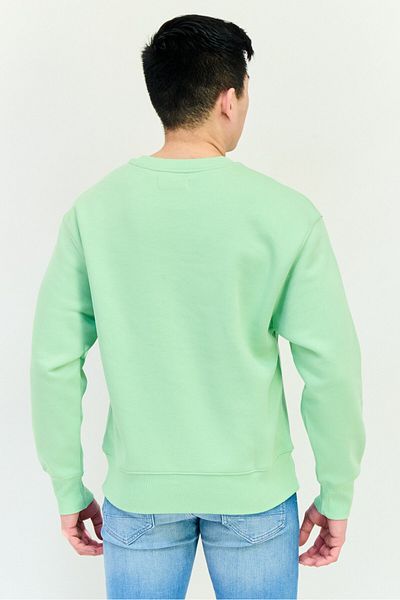 Esprit Men Ribbed Collar Long Sleeves Brand Logo Sweatshirts, Green