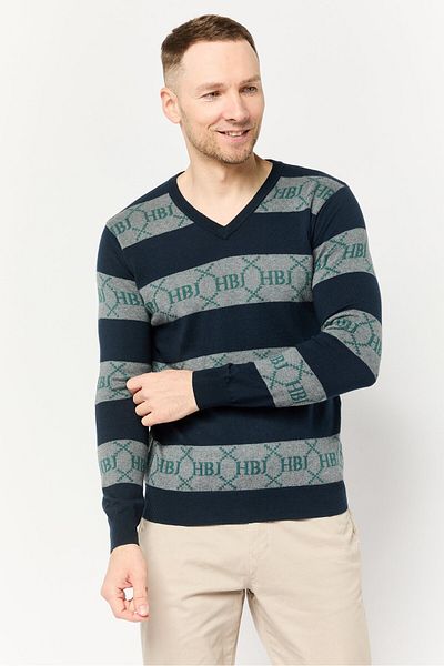 Harmont & Blaine Jeans Men V Neck Yarn Dye Sweater, Multicolor