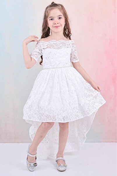 Sedefinokids kız çocuk kuyruklu dantel abiye