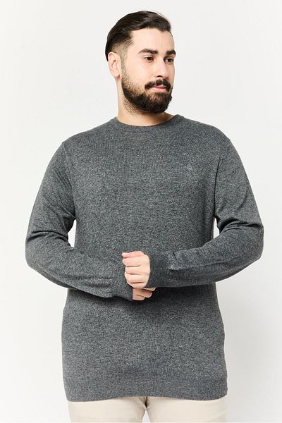 Harmont & Blaine Jeans Men Crew Neck Embroidered Logo Sweater, Grey