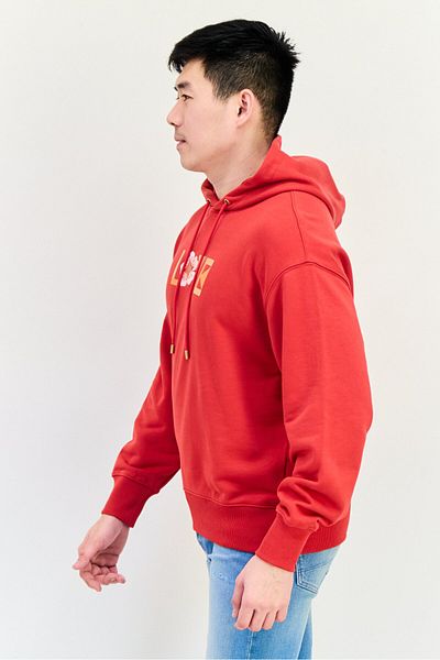 Esprit Men Graphic Print Long Sleeve Hooded Sweatshirts, Red