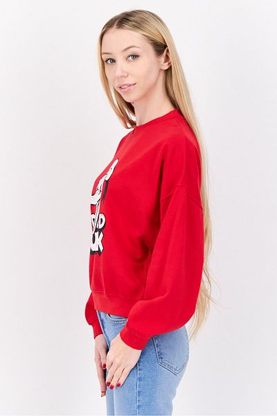 Don't Call Me Jennyfer Women Crew Neck Long Sleeve Donald Duck Sweatshirt, Red