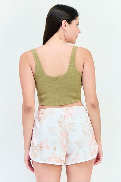 Offline by Aerie Women Scoop Neck Sleeveless Textured Crop Top, Light Olive