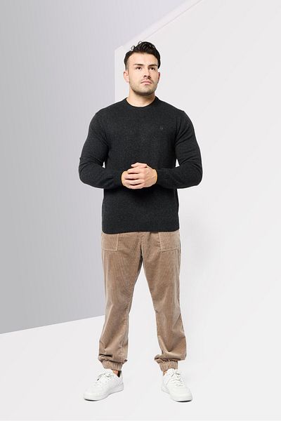 Harmont & Blaine Jeans Men Crew Neck Long Sleeves Embroidered Logo Sweater, Black