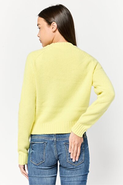 Esprit Women Crew Neck Brand Logo Sweater, Lime Green