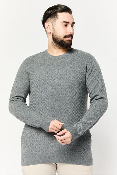 Harmont & Blaine Jeans Men Crew Neck Jacquard Sweater, Grey