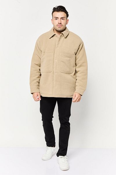 Weekday Men Plain Jacket Shirt, Beige