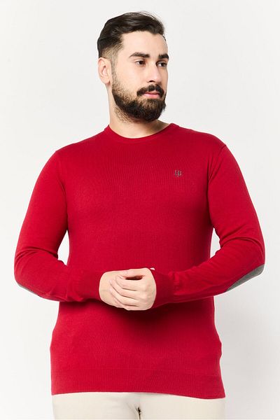 Harmont & Blaine Jeans Men Crew Neck Embroidered Logo Sweater, Red