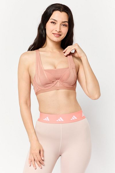 adidas Women Textured Padded Underwired Sports Bra, Tan