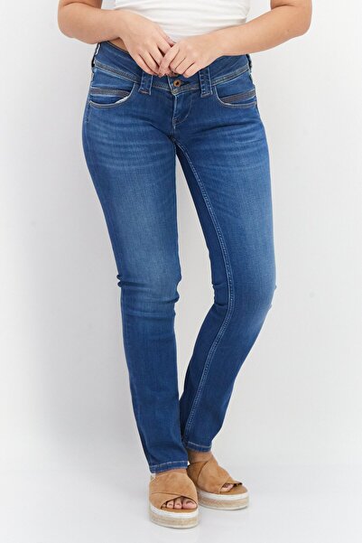 Pepe Jeans Women Regular Fit Washed Denim Jeans, Blue