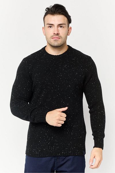 Harmont & Blaine Men Crew Neck Textured Sweater, Black