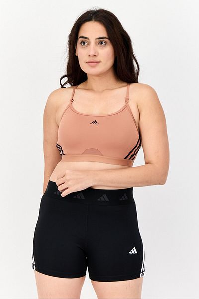 adidas Women Brand Logo Padded Light Support Sports Bra, Brown