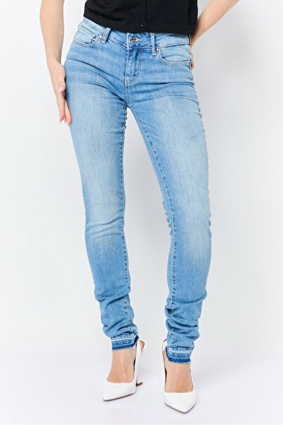 Guess Women Skinny Fit Washed Denim Jeans, Light Blue