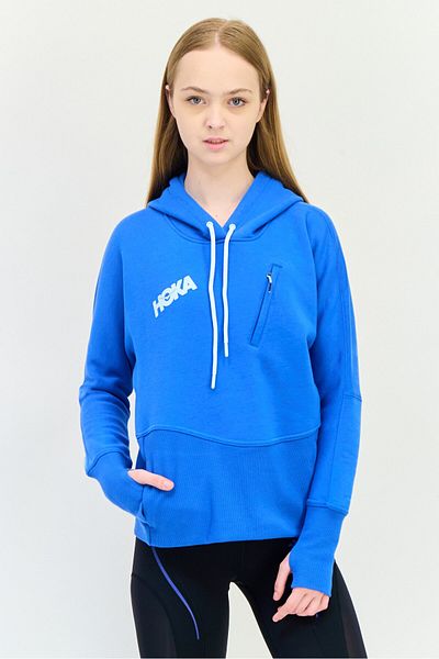 hoka Women Sportswear Fit Long Sleeves Outdoor Hoodie, Blue