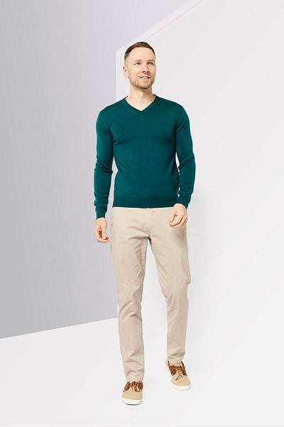 Harmont & Blaine Men V-neck Embroidered Logo Sweater, Green
