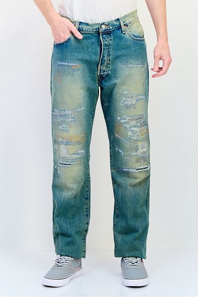 Levi's Men Regular Fit Washed Print Non Stretchable Jean, Wash Blue