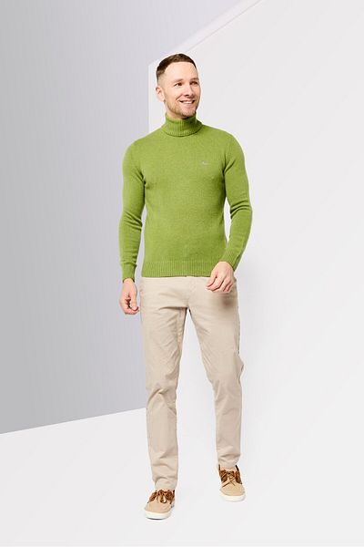 Harmont & Blaine Men Turtle Neck Embroidered Logo Sweater, Green