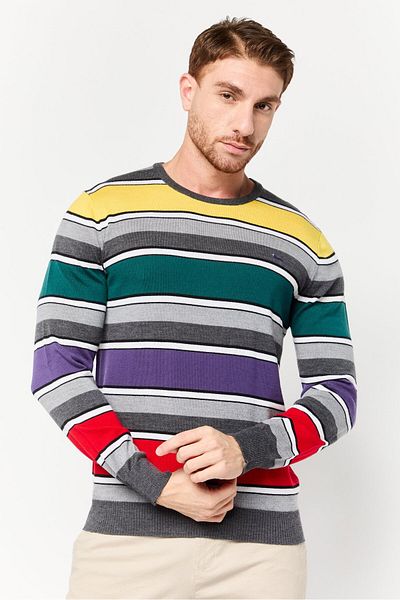 Harmont & Blaine Men Crew Neck Long Sleeves Embroidered Logo Sweater, Multicolor