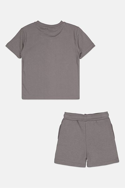 Nicce Toddlers 2 Peices Boy Brand Logo Top And Short Set, Grey