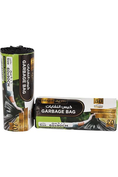 Packwell Garbage bag Strong black color & Bio-Degradable Heavy Duty Disposable Garbage 20 Pcs 60x90 cm pack o