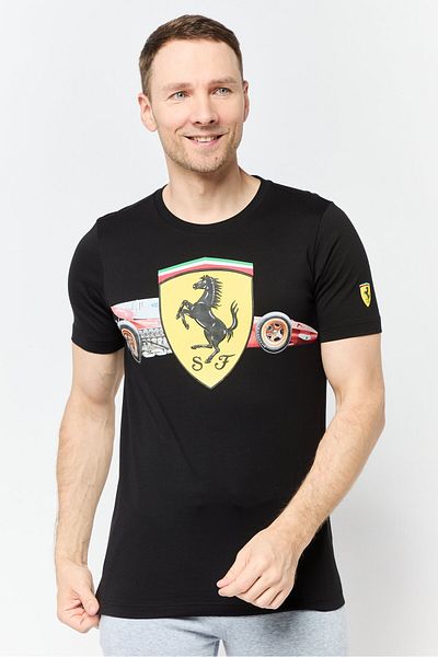 Puma x Scuderia Ferrari Men Sportswear Fit Short Sleeves Outdoor T-Shirt, Black