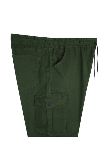 marufshop Men's Large Size Gabardine Trousers Beige Suitable for 100-180 Kilos with Cargo Pocket