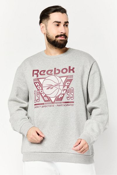 Reebok Men Sportswear Fit Long Sleeves Outdoor Sweatshirt, Light Grey