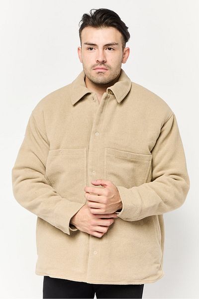Weekday Men Plain Jacket Shirt, Beige