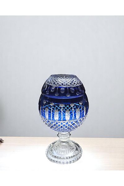Kristal Market Handmade Crystal Cut Pattern Large Decorative Footed Napkin Holder