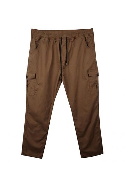 marufshop Ανδρικό παντελόνι Gabardine σε μεγάλο μέγεθος κατάλληλο για βάρος 100 κιλά - 180 κιλά με τσέπη Cargo καφέ