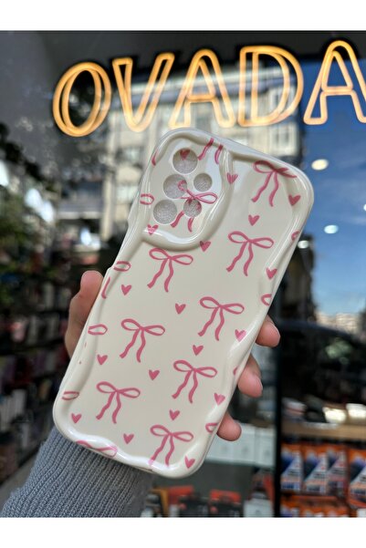 OVADA SAMSUNG GALAXY A53 Uyumlu Kamera Korumalı Dalgalı Kenarlı Kalp ve Kurde...