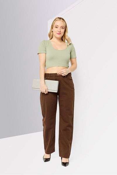 Karl Lagerfeld Women Regular Fit Plain Non Stretchable Denim Jeans, Brown