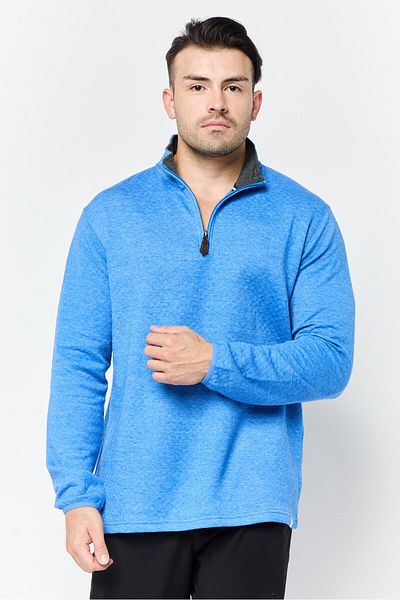 Chaps Men High Neck Heather Long Sleeve Sweatshirt, Blue
