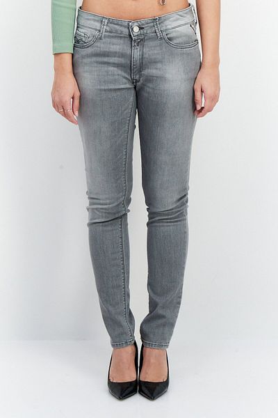 Replay Women Skinny Fit Solid Stretchable Denim Jeans, Grey
