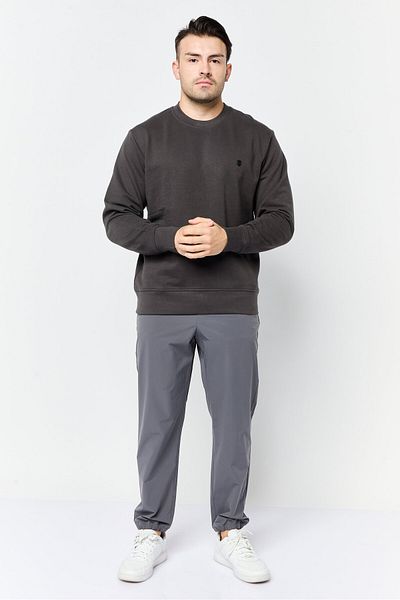 883 Police Men Crew Neck Brand Logo Long Sleeves Sweatshirt, Dusty Grey