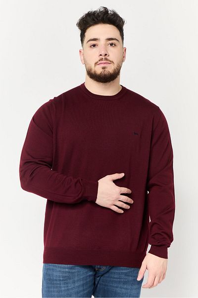 Harmont & Blaine Men Crew Neck Textured Sweater, Maroon